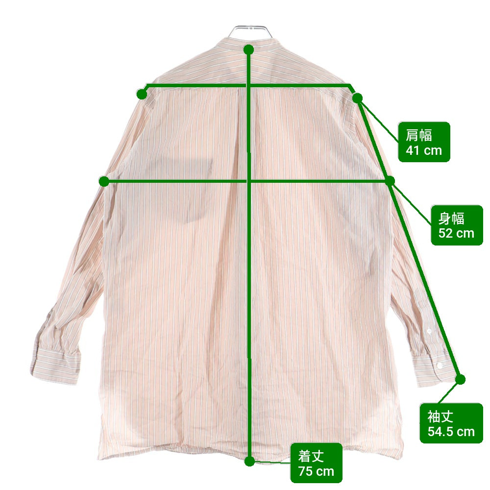 COMOLI(コモリ) 18SS バンドカラー ストライプ 長袖シャツ オレンジ M01-02002