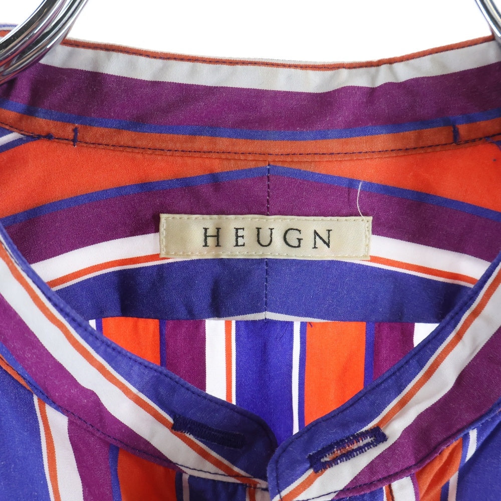 HEUGN(ユーゲン) バンドカラー ストライプ 長袖シャツ マルチカラー