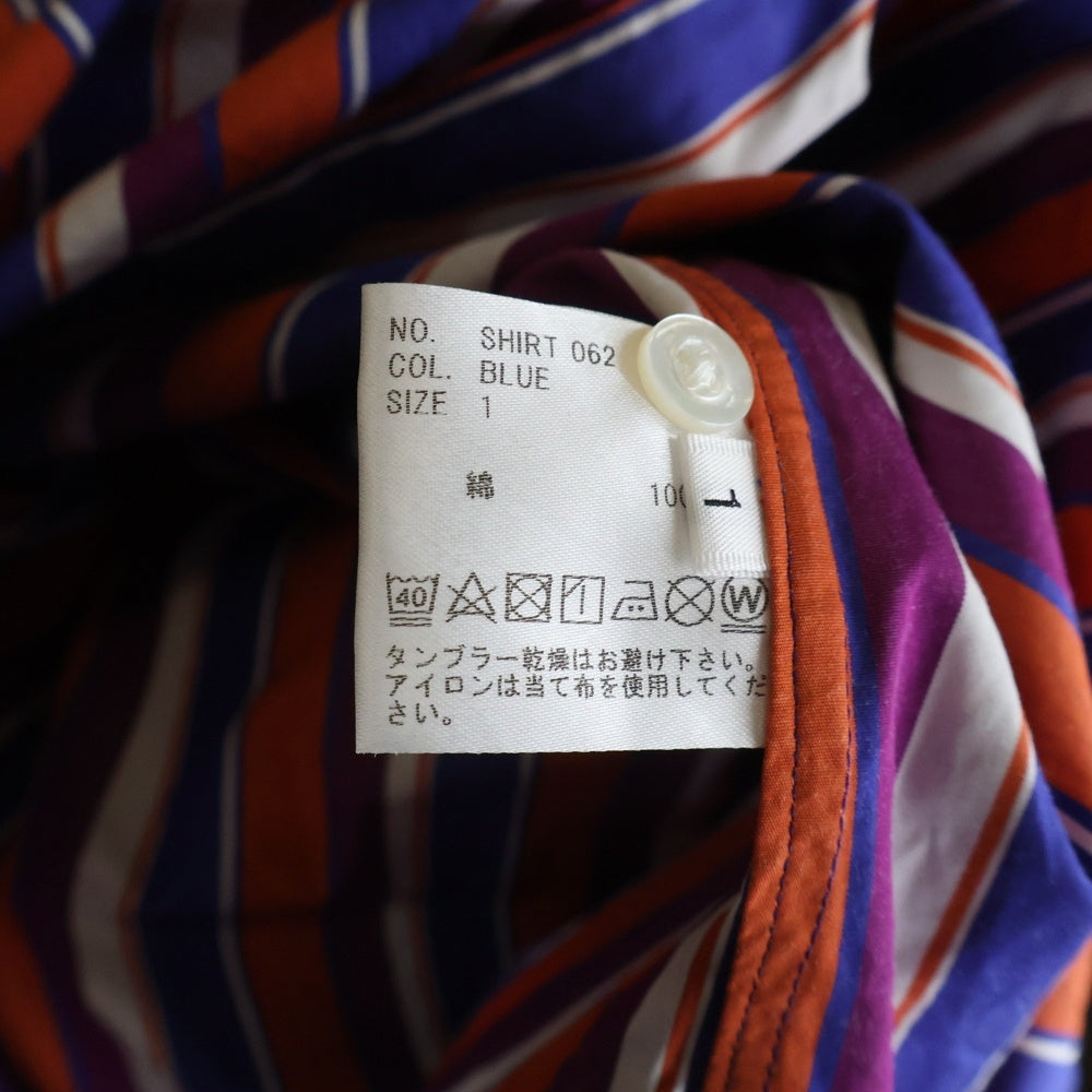 HEUGN(ユーゲン) バンドカラー ストライプ 長袖シャツ マルチカラー