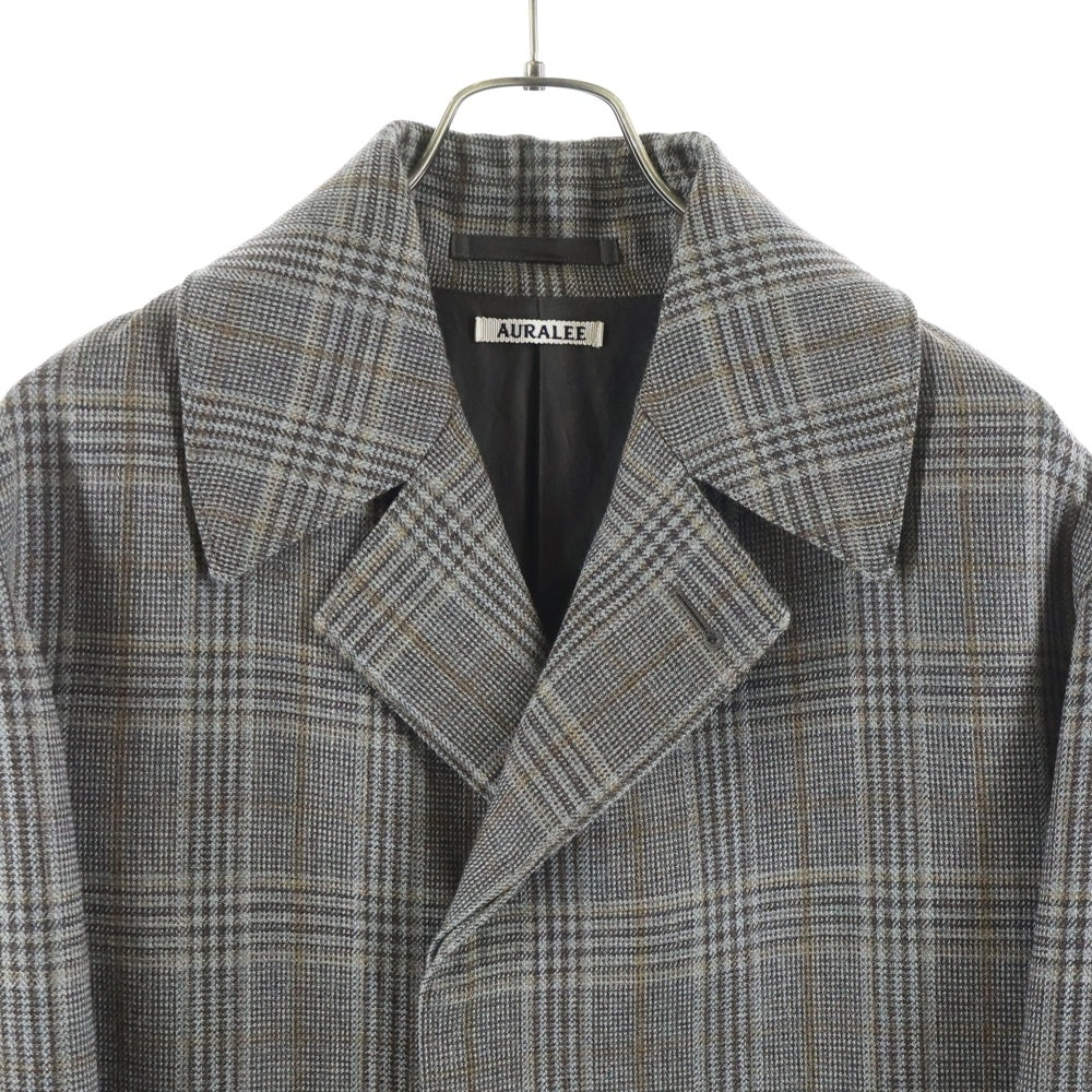 AURALEE(オーラリー) 17AW DOUBLE FACE CHECK LONG COAT ダブル フェイス グレンチェック ウールロングコート ブラウン A7AC04BN