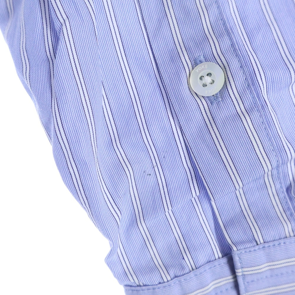 YOKE(ヨーク) 21AW ×THOMAS MASON STRIPED PIPING SHIRT トーマス メイソン ストライプ パイピング 長袖シャツ ブルー/ホワイト YK21AW0277SH