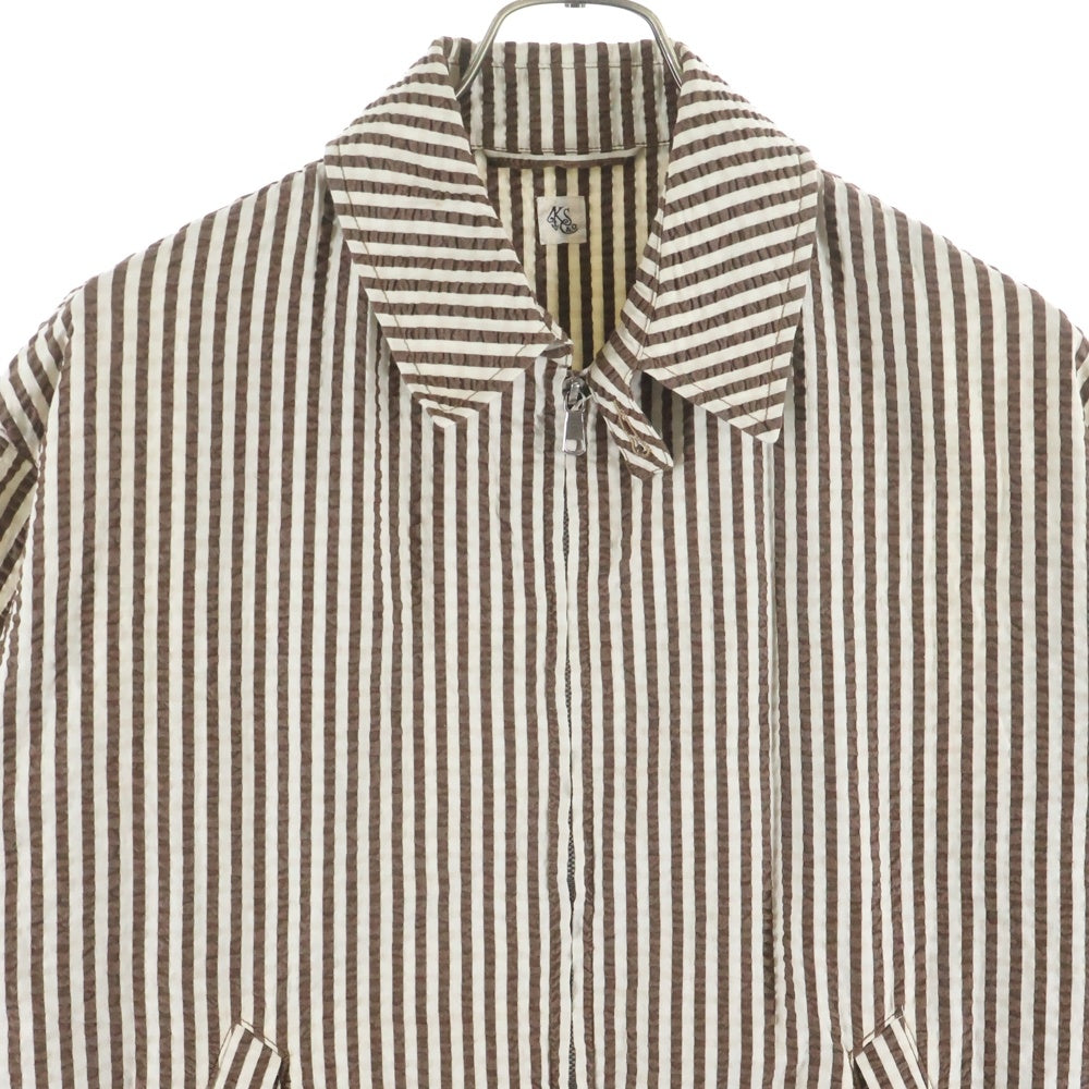 KAPTAIN SUNSHINE(キャプテンサンシャイン) 18SS シアサッカー シルク混 ストライプ ジップアップジャケット スウィングトップ ブラウン/ホワイト KS8SJK07
