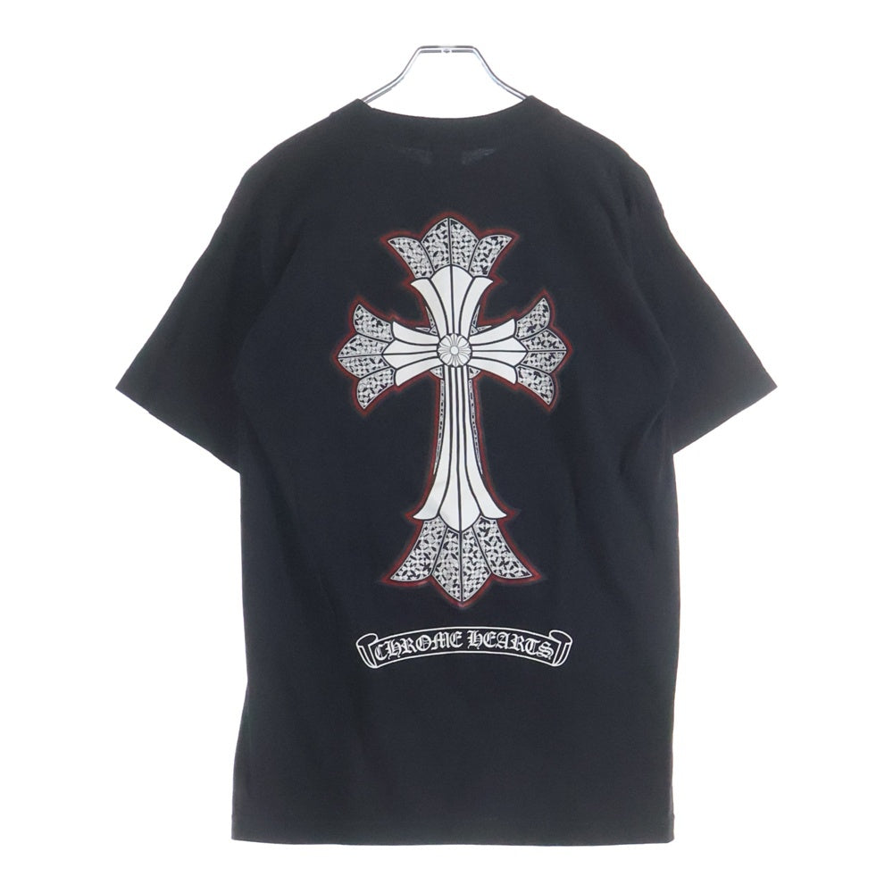 CHROME HEARTS(クロムハーツ) OLD CH CRS ダブルCHクロス プリント 胸ポケット クルーネック 半袖Tシャツカットソー ブラック