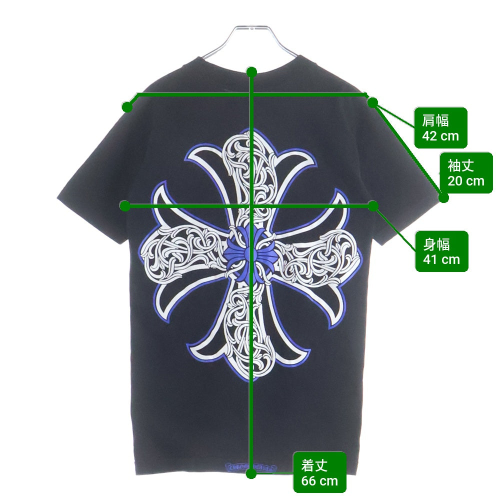 CHROME HEARTS(クロムハーツ) OLD CH PLS ホースシュー プリント 胸ポケット クルーネック 半袖Tシャツカットソー ブラック