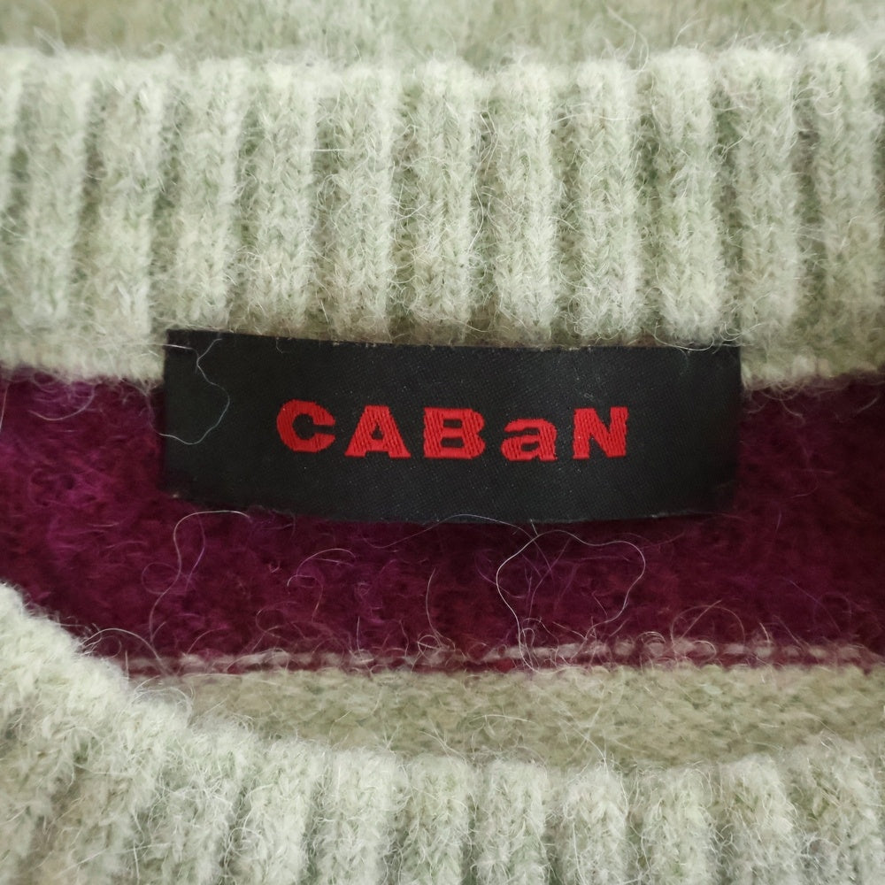 CABaN(キャバン) ボーダー切り替えデザイン クルーネック モヘアニット セーター マルチ 59-02-34-02007