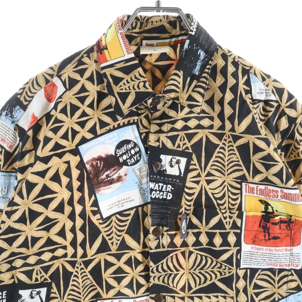 VINTAGE(ヴィンテージ) 90S GO BEARFOOT ゴーベアフット USA製 ハワイアン半袖シャツ ブラック/ブラウン