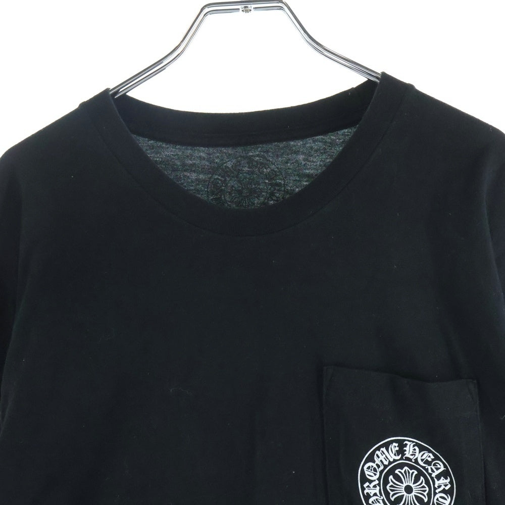 CHROME HEARTS(クロムハーツ) FLRL CRS HORSESHOE LS TEE 袖フローラル ホースシュー マルチカラー ロゴプリント クルーネック ロングスリーブ 長袖Tシャツ カットソー ブラック