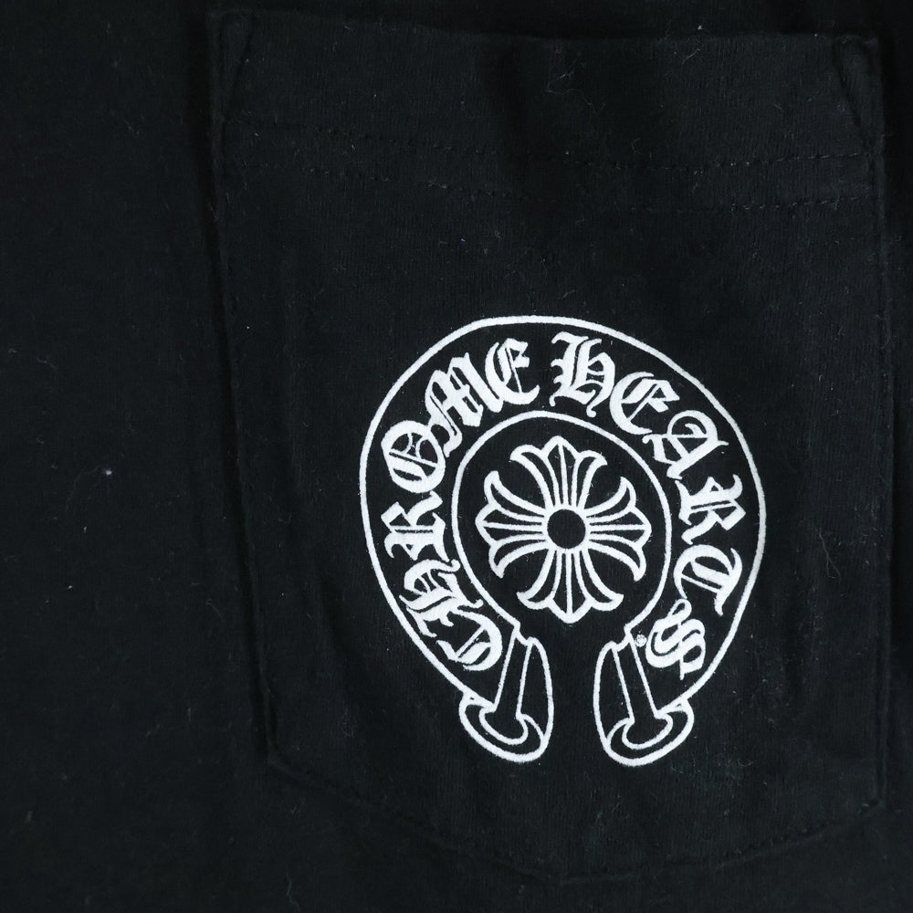 CHROME HEARTS(クロムハーツ) FLRL CRS HORSESHOE LS TEE 袖フローラル ホースシュー マルチカラー ロゴプリント クルーネック ロングスリーブ 長袖Tシャツ カットソー ブラック