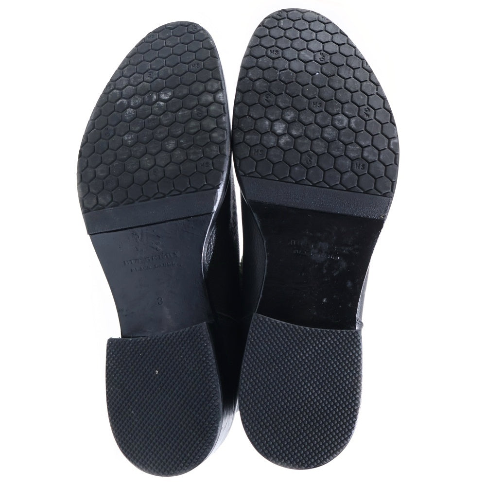 BURBERRY BLACK LABEL(バーバリー ブラックレーベル) レザー ポインテッドトゥ ムートンロングブーツ ブラック BKA06