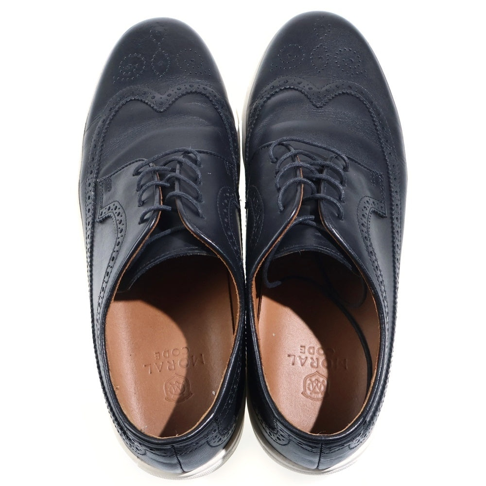 NO BRAND(ノーブランド) MORAL CODE モラルコード JONES ジョーンズ レザー ウィングチップ ローカットスニーカー ブラック