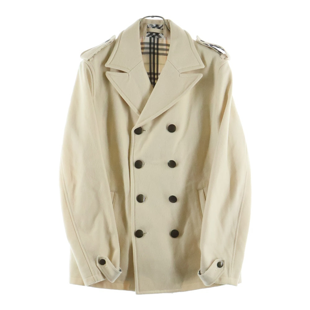 BURBERRY BLUE LABEL(バーバリーブルーレーベル) ウール混 ダブルブレスト Pコート ジャケット アイボリー FNK23-837-02