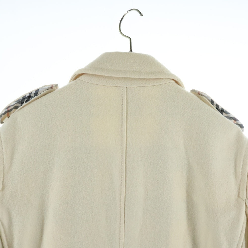BURBERRY BLUE LABEL(バーバリーブルーレーベル) ウール混 ダブルブレスト Pコート ジャケット アイボリー FNK23-837-02