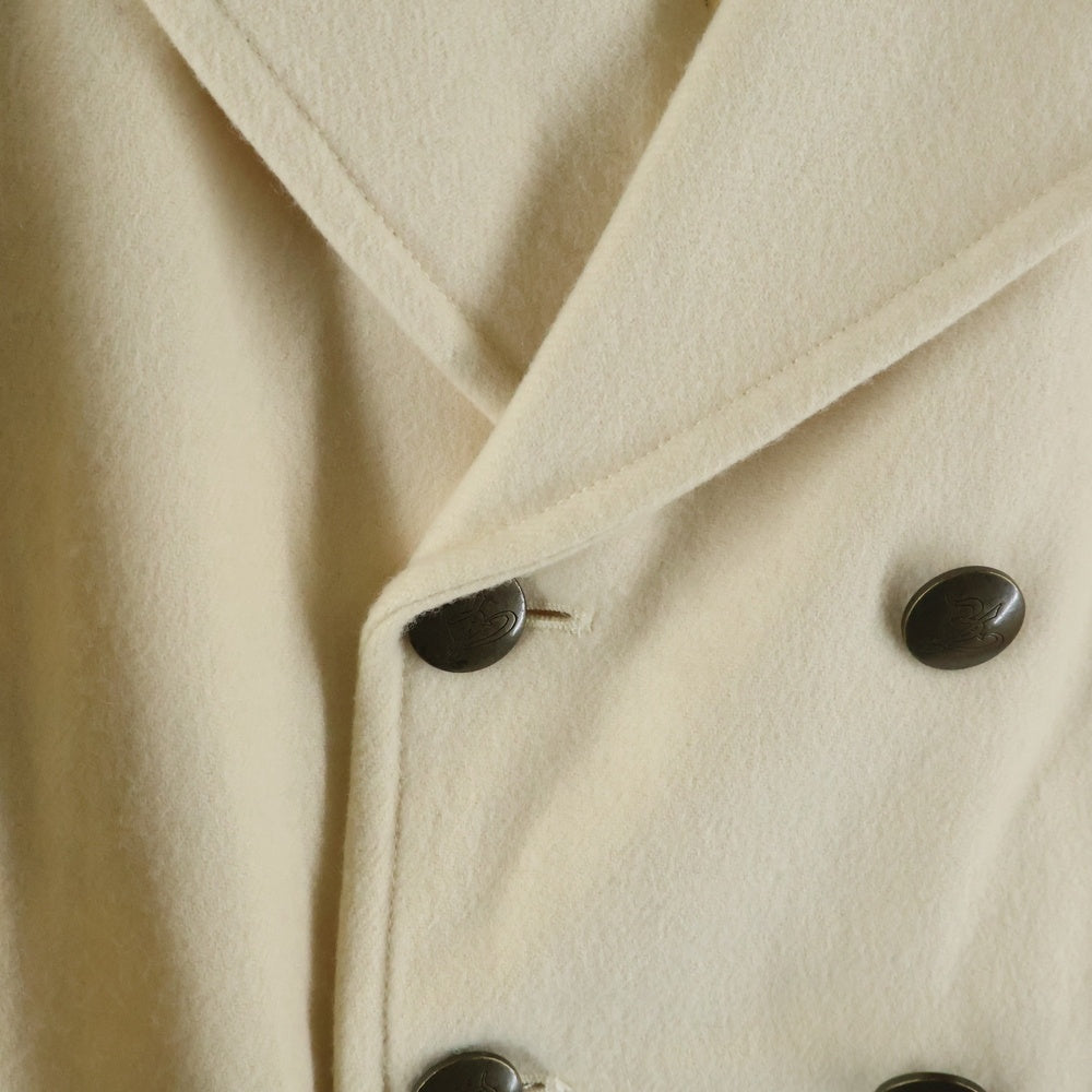 BURBERRY BLUE LABEL(バーバリーブルーレーベル) ウール混 ダブルブレスト Pコート ジャケット アイボリー FNK23-837-02