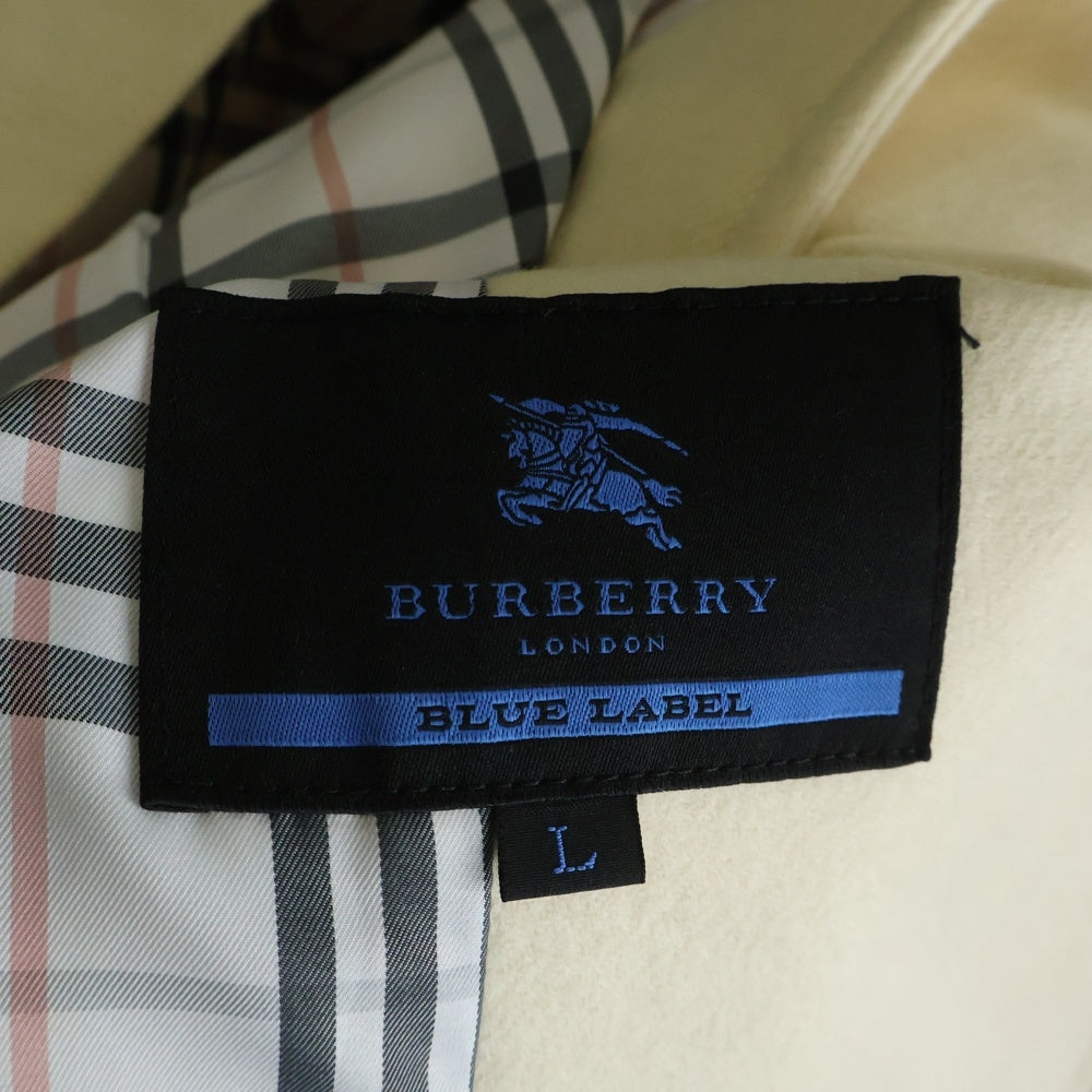 BURBERRY BLUE LABEL(バーバリーブルーレーベル) ウール混 ダブルブレスト Pコート ジャケット アイボリー FNK23-837-02