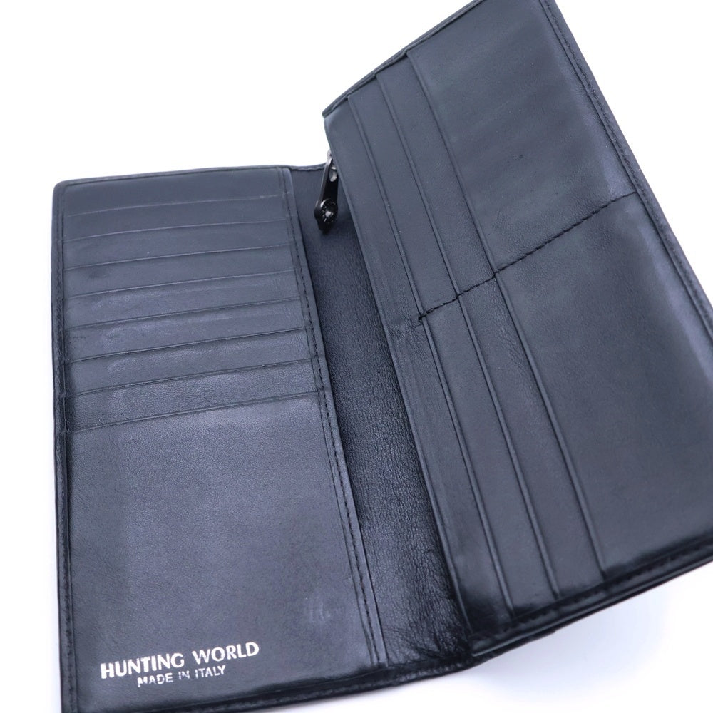 HUNTING WORLD(ハンティングワールド) SPORTABOUT スポーツアバウト レザー切替 二つ折り ロングウォレット 長財布 ブラック 807-609