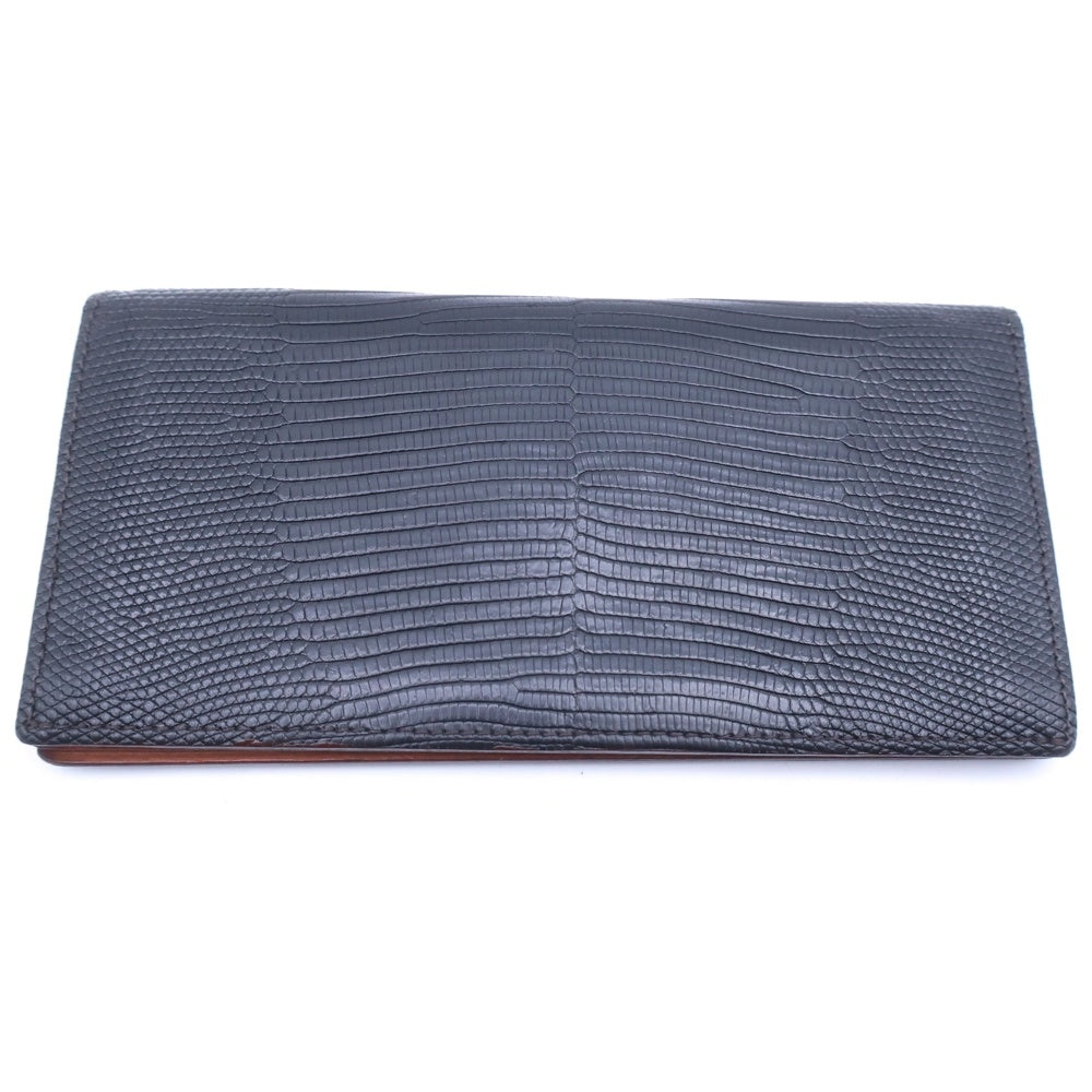 GANZO(ガンゾー) LIZARD 6 レザー 二つ折り ロングウォレット 長財布 ブラック レディース