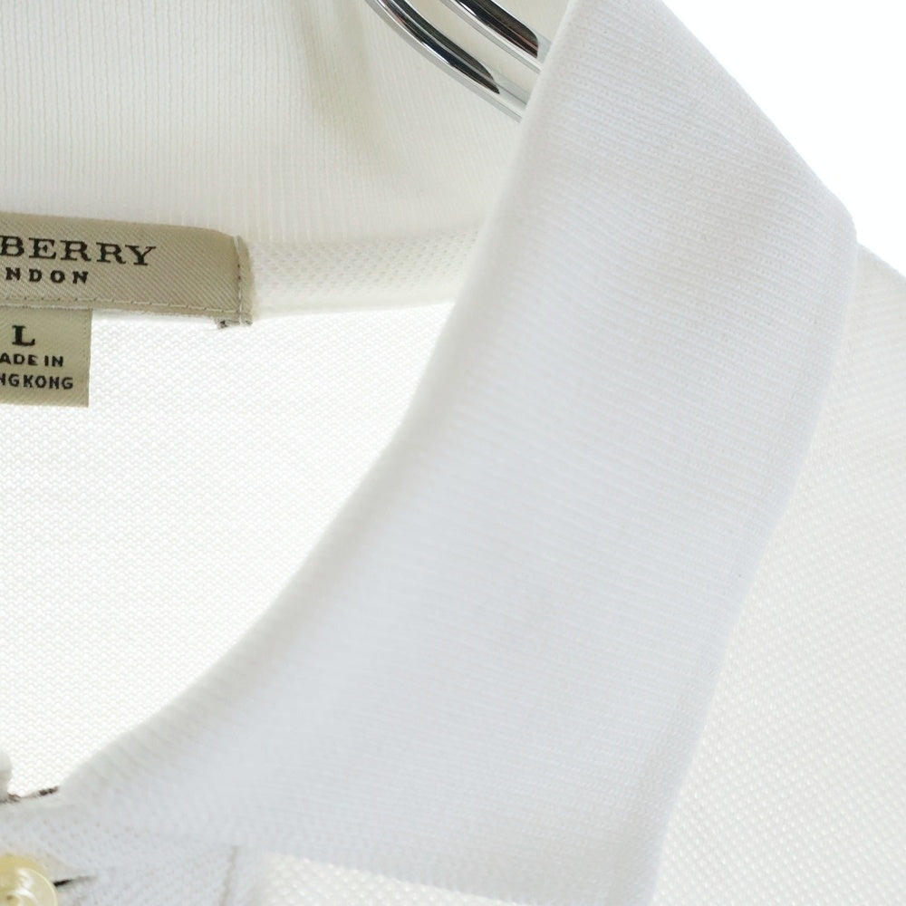 BURBERRY LONDON(バーバリーロンドン) コットン ハーフボタン 半袖ポロシャツ ホワイト HKK-003-05