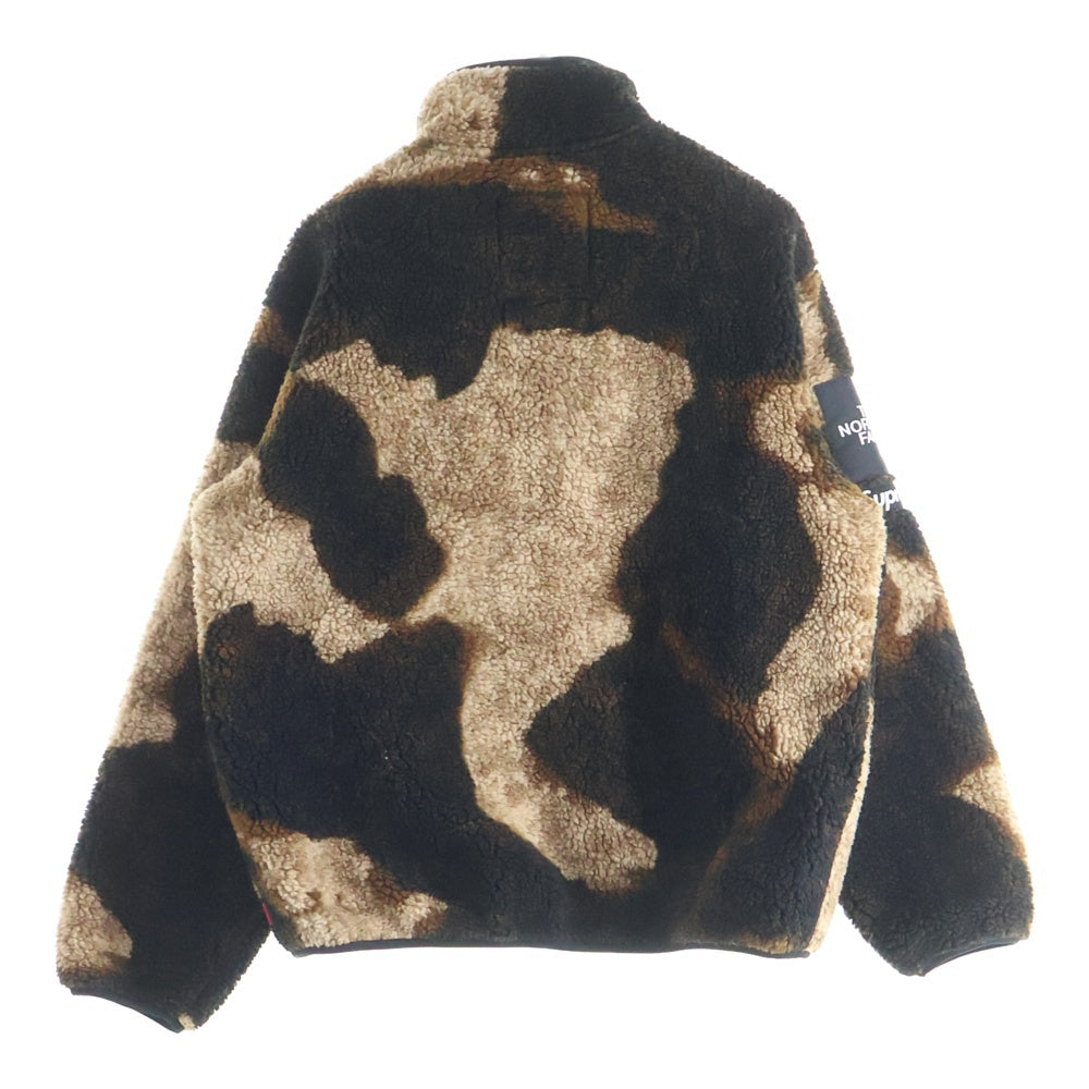 SUPREME(シュプリーム) 21AW ×THE NORTH FACE Bleached Denim Print Fleece Jacket ザノースフェイス ブリーチドデニムプリント フリースジャケット ブラウン
