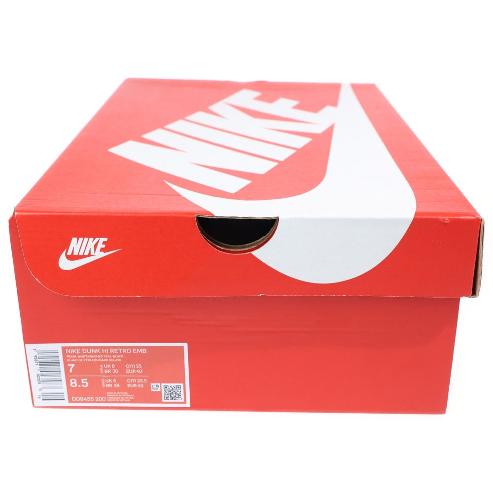 NIKE(ナイキ) DUNK HIGH RETRO EMB PEARL WHITE AND WASHED TEAL ダンク ハイ レトロ パールホワイトウォッシュド ティール ローカットスニーカー US7/25cm DO9455-200