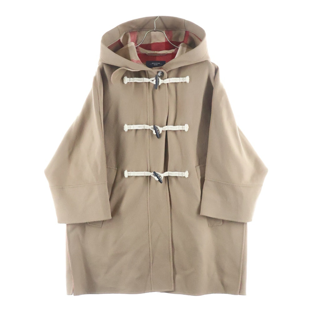 Weekend Max Mara(ウィークエンド マックスマーラ) 裏地チェック柄 ダブルフェイス フーデッドウールダッフルコート ジャケット レディース ブラウン 50160229675