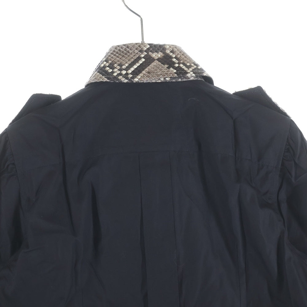 DOLCE & GABBANA(ドルチェアンドガッバーナ) パイソンスキン切り替え エポレット付き 長袖シャツ レディース ブラック