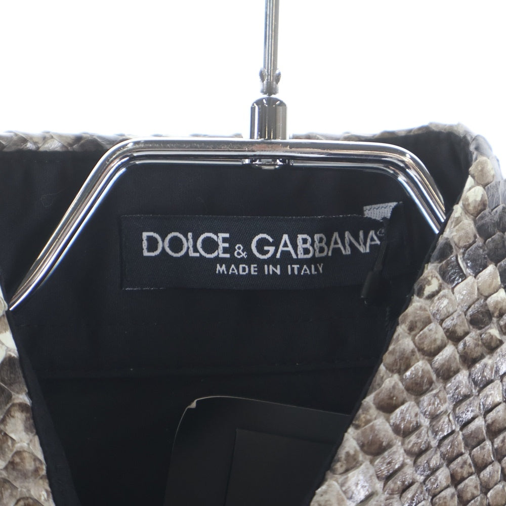 DOLCE & GABBANA(ドルチェアンドガッバーナ) パイソンスキン切り替え エポレット付き 長袖シャツ レディース ブラック