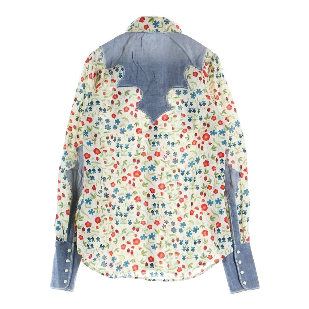 DSQUARED2(ディースクエアード) フローラルデザイン レギュラーカラー デニムパッチデザイン ウエスタン 長袖シャツ マルチ 73DL005