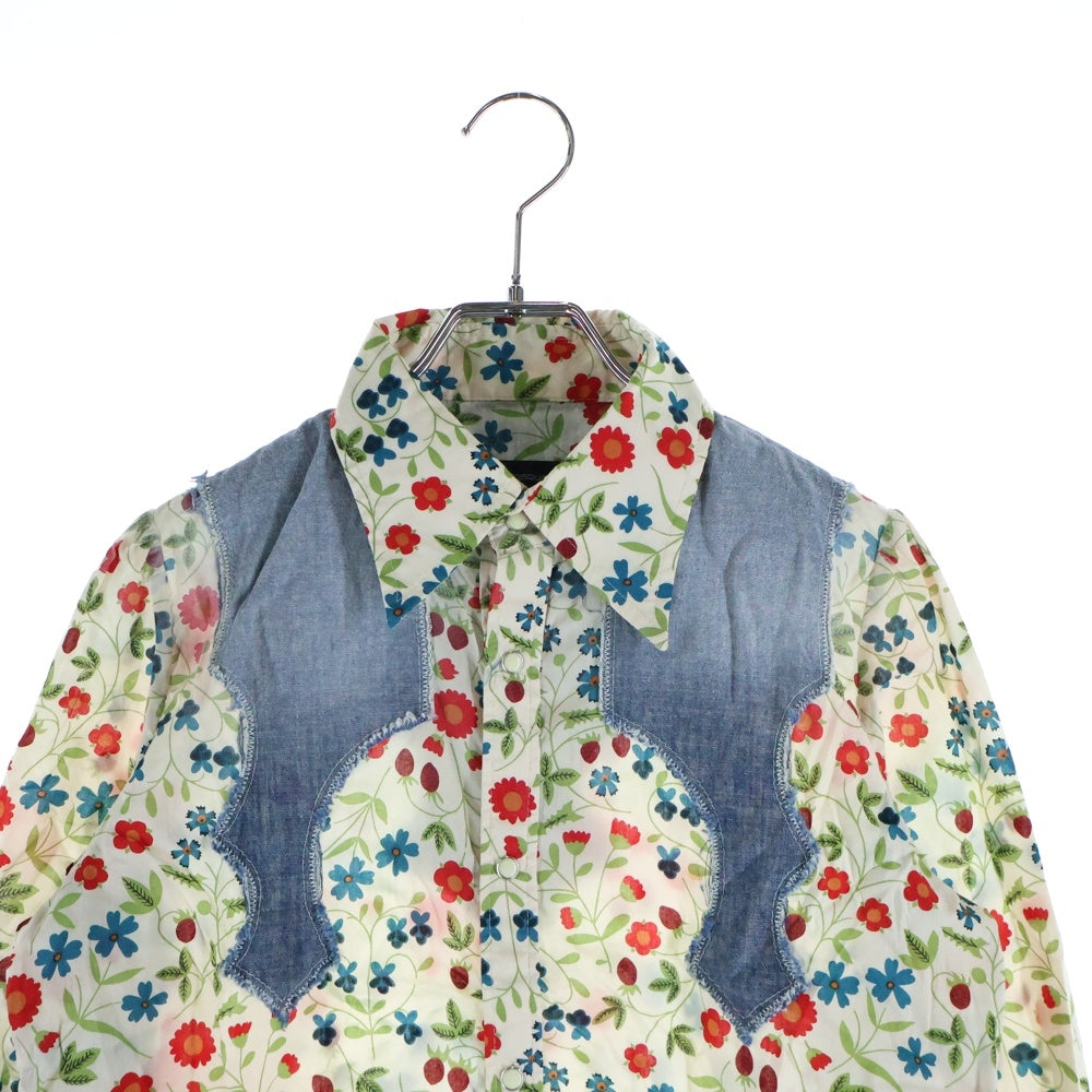 DSQUARED2(ディースクエアード) フローラルデザイン レギュラーカラー デニムパッチデザイン ウエスタン 長袖シャツ マルチ 73DL005