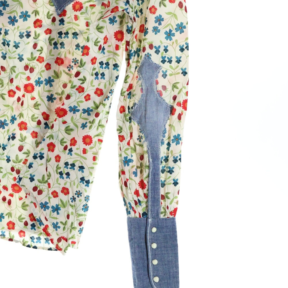 DSQUARED2(ディースクエアード) フローラルデザイン レギュラーカラー デニムパッチデザイン ウエスタン 長袖シャツ マルチ 73DL005