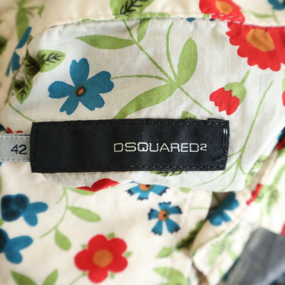DSQUARED2(ディースクエアード) フローラルデザイン レギュラーカラー デニムパッチデザイン ウエスタン 長袖シャツ マルチ 73DL005