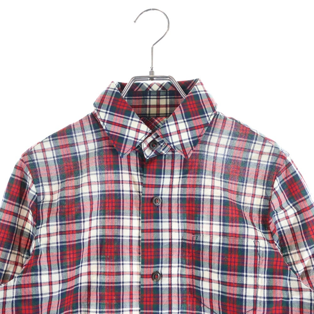 DSQUARED2(ディースクエアード) 胸ポケット エンブロイダリーロゴデザイン チェック柄 長袖シャツ レッド 72C053
