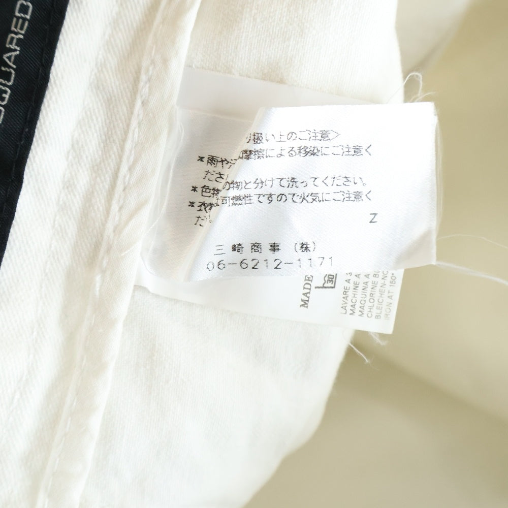 DSQUARED2(ディースクエアード) 革パッチロゴデザイン ボタンフライ デニムペインターパンツ レディース ホワイト 72P102