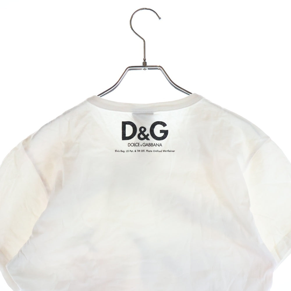 DOLCE & GABBANA(ドルチェアンドガッバーナ) ELVIS PRESLEY エルヴィス プレスリー Vネック カットソー 半袖Tシャツ ホワイト