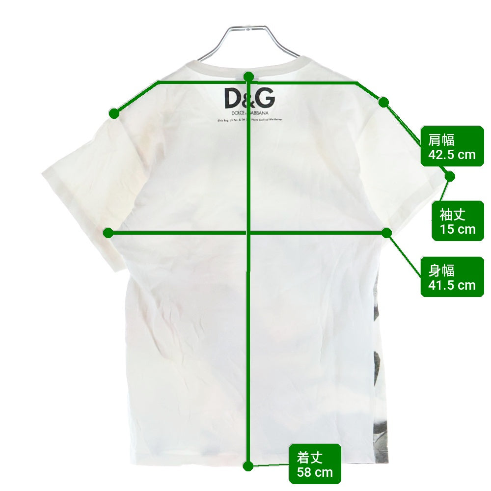DOLCE & GABBANA(ドルチェアンドガッバーナ) ELVIS PRESLEY エルヴィス プレスリー Vネック カットソー 半袖Tシャツ ホワイト