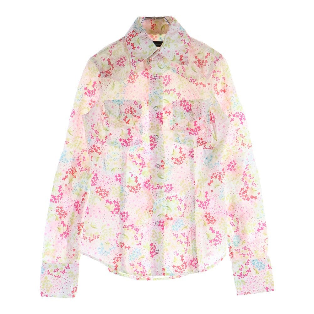 DSQUARED2(ディースクエアード) フローラルデザイン レギュラーカラー ウエスタン長袖シャツ ホワイト 72C026