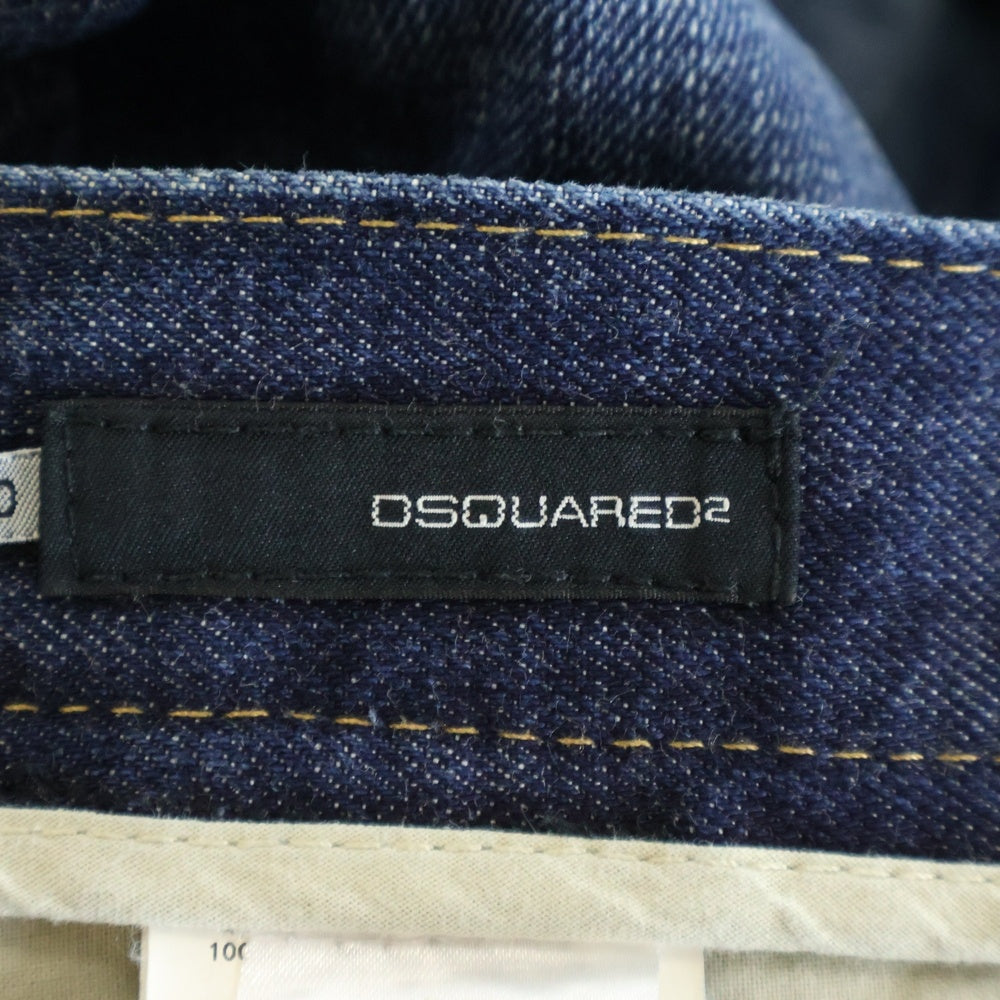 DSQUARED2(ディースクエアード) ワッペンロゴデザイン マルチポケット ジップアップ デニムパンツ レディース インディゴ 73P013