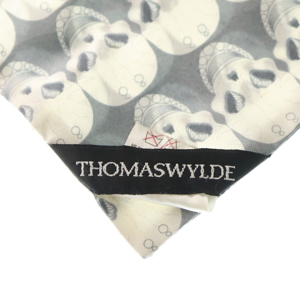 NO BRAND(ノーブランド) THOMASWYLDE トーマスワイルド スカルモチーフ コットン ストール スカーフ ホワイト
