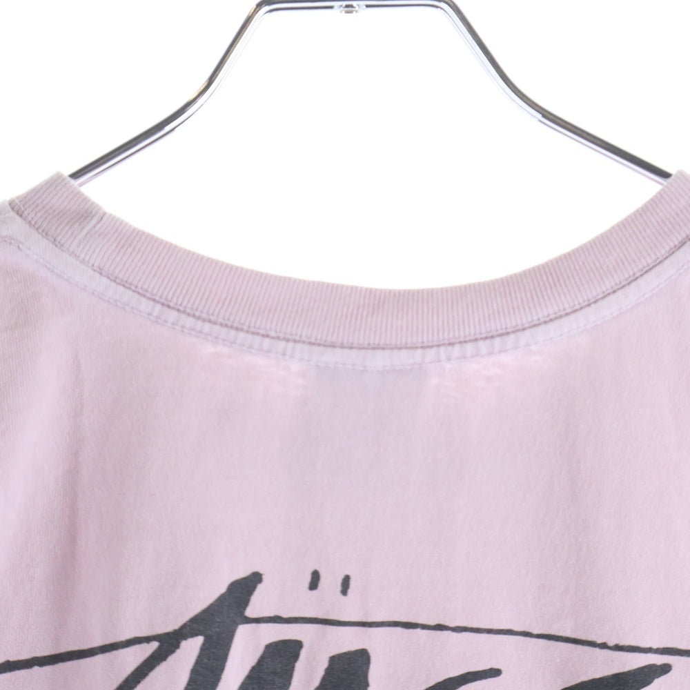 STUSSY(ステューシー) 23SS FLOWER GRID PIGMENT DYERD TEE フラワーグリッド ピグメントダイ バックプリント クルーネック半袖Tシャツ カットソー ピンク 1904884H