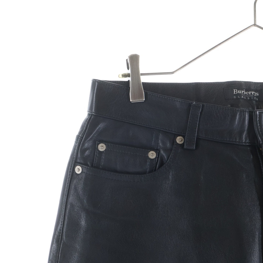 BURBERRYS(バーバリーズ) 90S カウハイド 5ポケット ストレート ジップアップレザーパンツ ブラック BLS25-001-09