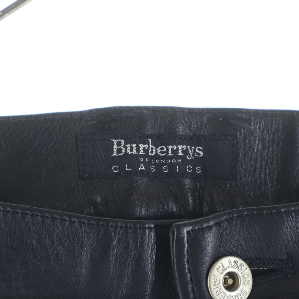 BURBERRYS(バーバリーズ) 90S カウハイド 5ポケット ストレート ジップアップレザーパンツ ブラック BLS25-001-09