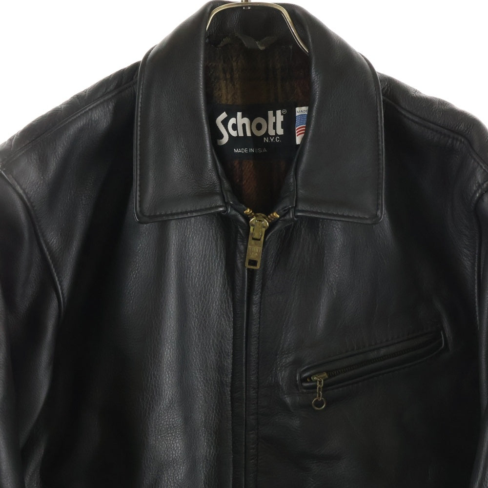 SCHOTT(ショット) レギュラーカラー ジップアップ シングルライダース レザージャケット ブラック 681