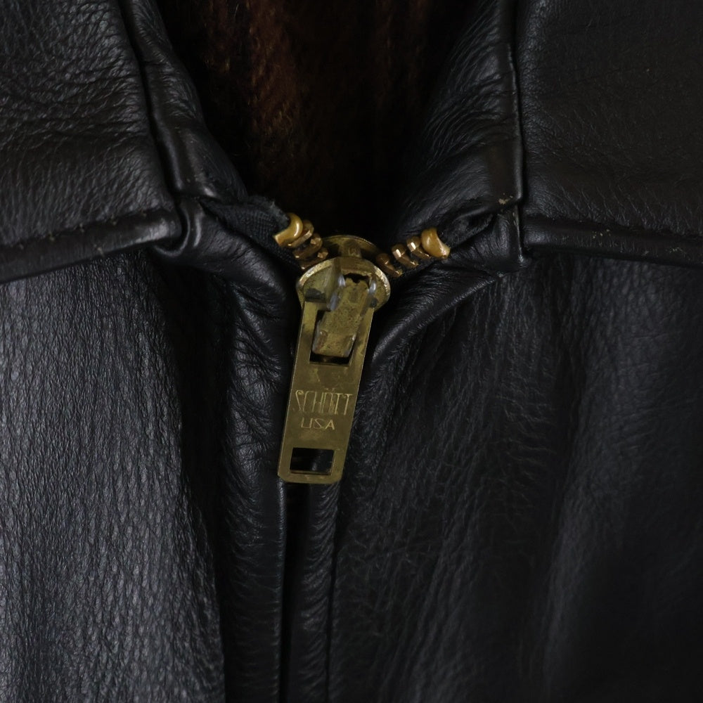 SCHOTT(ショット) レギュラーカラー ジップアップ シングルライダース レザージャケット ブラック 681