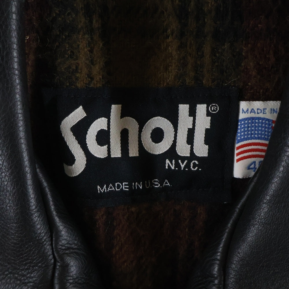 SCHOTT(ショット) レギュラーカラー ジップアップ シングルライダース レザージャケット ブラック 681