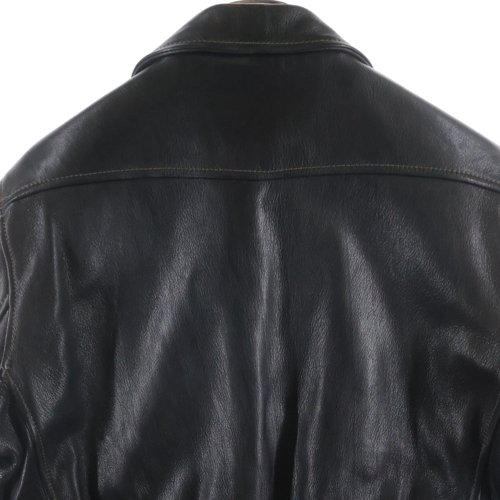 THE FLAT HEAD(フラットヘッド) レギュラーカラー ディアスキン ジップアップ シングルライダース レザージャケット ブラック