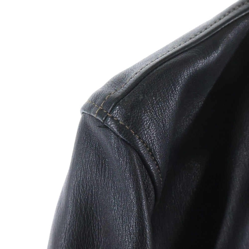 THE FLAT HEAD(フラットヘッド) レギュラーカラー ディアスキン ジップアップ シングルライダース レザージャケット ブラック