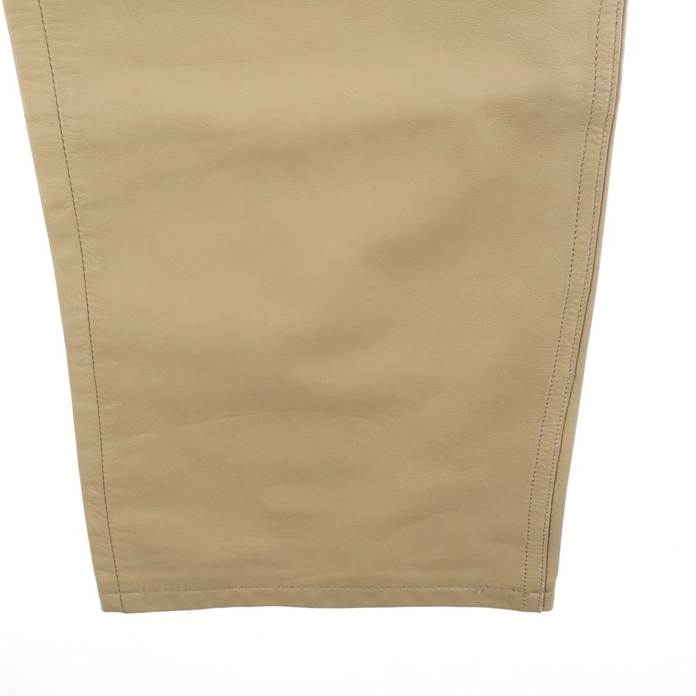 BURBERRY BLACK LABEL(バーバリー ブラックレーベル) ゴートスキン 5ポケット ストレート ジップアップレザーパンツ ベージュ BMS90-020-45