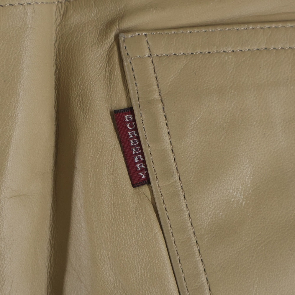 BURBERRY BLACK LABEL(バーバリー ブラックレーベル) ゴートスキン 5ポケット ストレート ジップアップレザーパンツ ベージュ BMS90-020-45