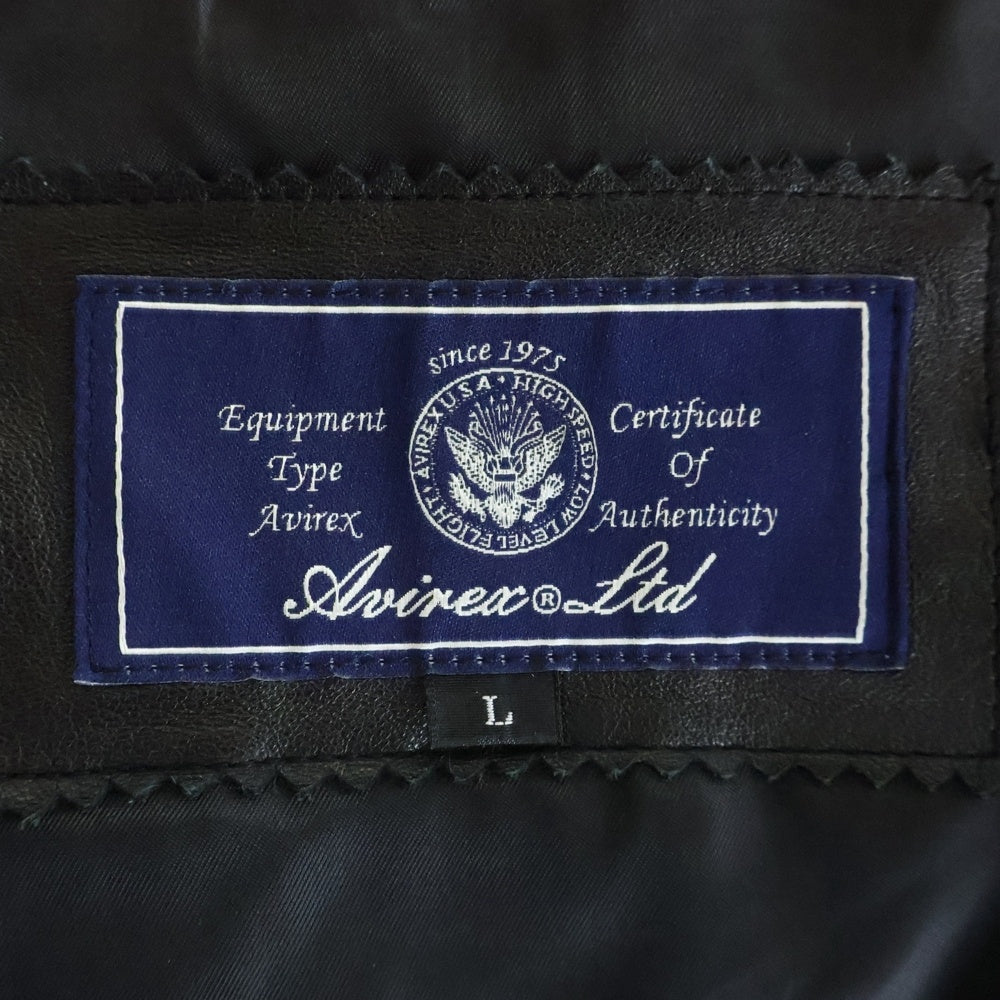 AVIREX(アヴィレックス) マルチポケット ジップアップ シープレザー ジップアップ ダウンジャケット ブラック 6171042