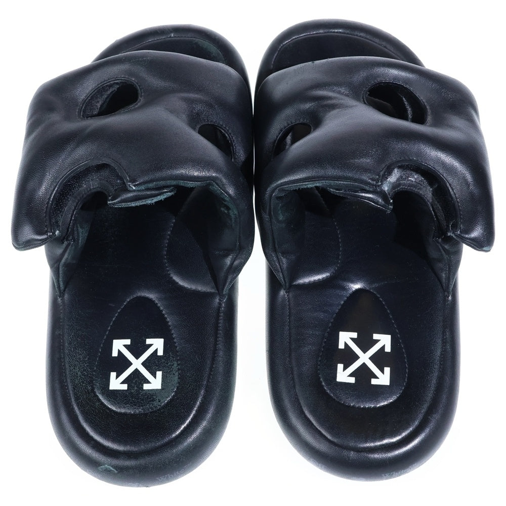 OFF-WHITE(オフホワイト) METEOR PADDED SANDALS クロスアロ-ロゴ メテオ パテッド レザー サンダル ブラック OMIH007S22LEA0011045