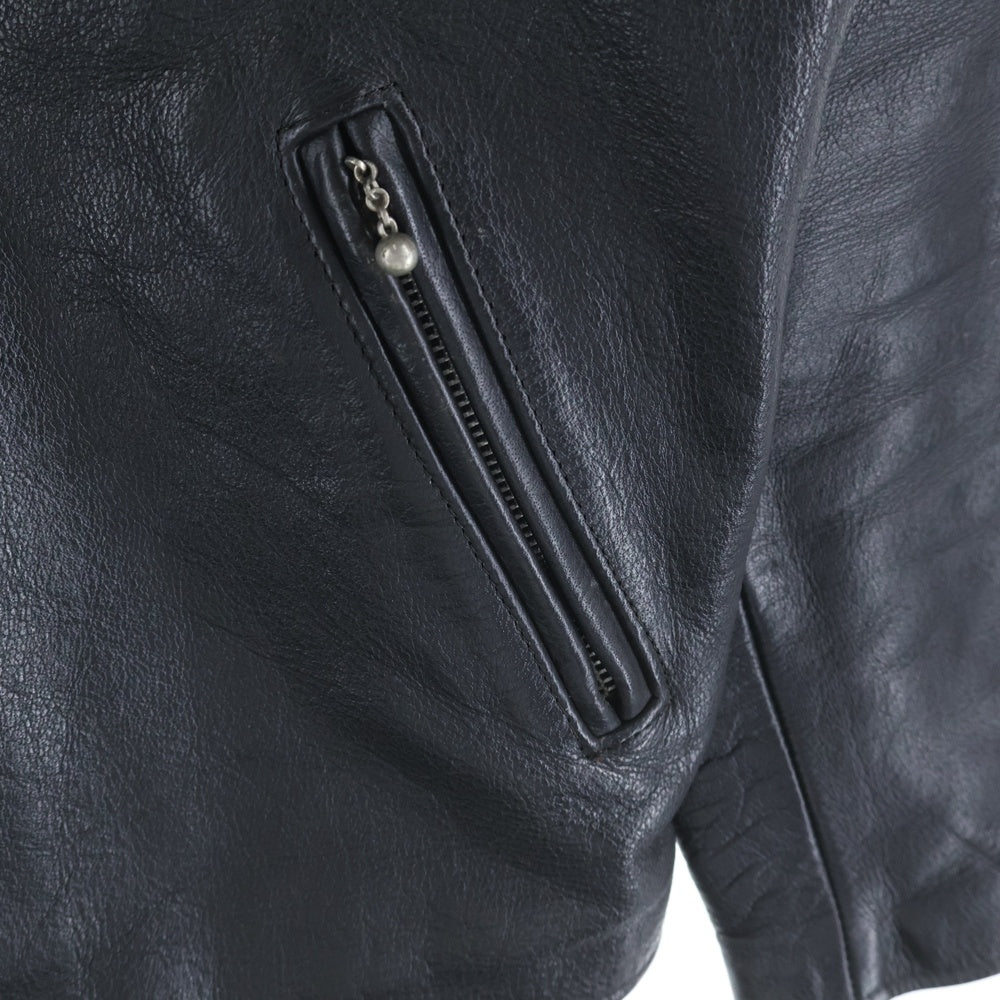 REBEL(レベル) マルチポケット ジップアップ シングルレザージャケット ライダースジャケット ブラック